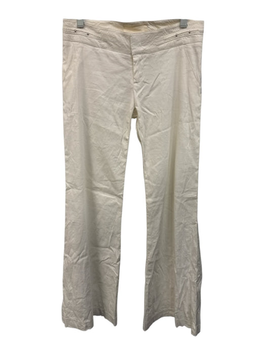 Ya-Ya Size 2 Cream White Linen Stud Detail Hook & Zip Fly Wide Leg Palazzo Pants Cream White / 2