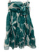 Diane Von Furstenberg Size 4 Teal & Cream Silk Blend Sheer Overlay Midi Skirt Teal & Cream / 4
