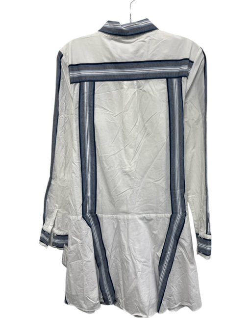 Derek Lam 10 Crosby Size 8 White, Blue & navy Cotton Long Sleeve Stripe Dress White, Blue & navy / 8