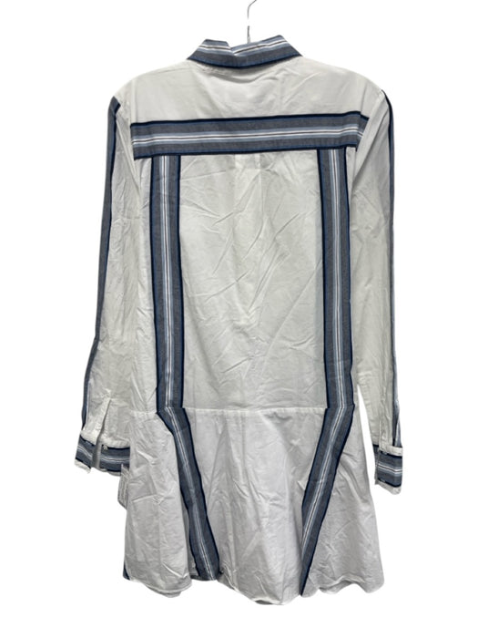 Derek Lam 10 Crosby Size 8 White, Blue & navy Cotton Long Sleeve Stripe Dress White, Blue & navy / 8