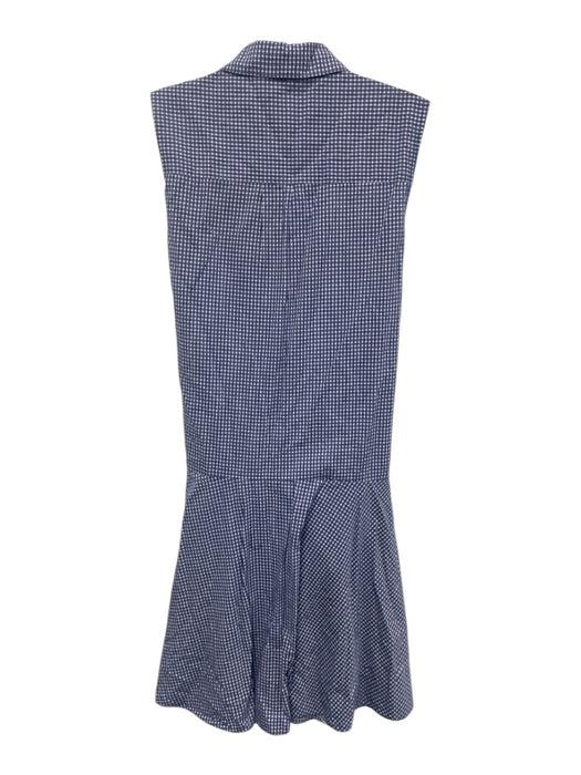 Derek Lam Denim Size M Blue & White Cotton Sleeveless Grid 1/2 Button Dress Blue & White / M
