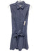 Derek Lam Denim Size M Blue & White Cotton Sleeveless Grid 1/2 Button Dress Blue & White / M
