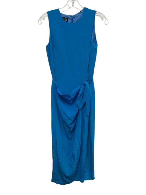 Spenser Jeremy Size 4 Blue Silk Sleeveless Knot Front Wrap Detail Back Zip Dress Blue / 4