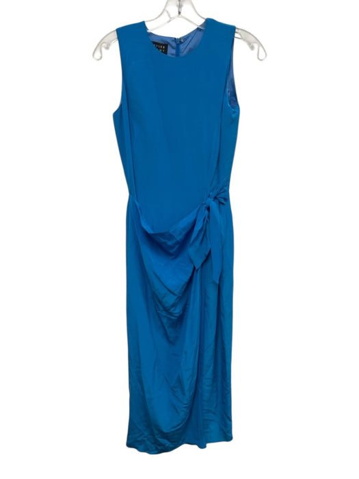 Spenser Jeremy Size 4 Blue Silk Sleeveless Knot Front Wrap Detail Back Zip Dress Blue / 4