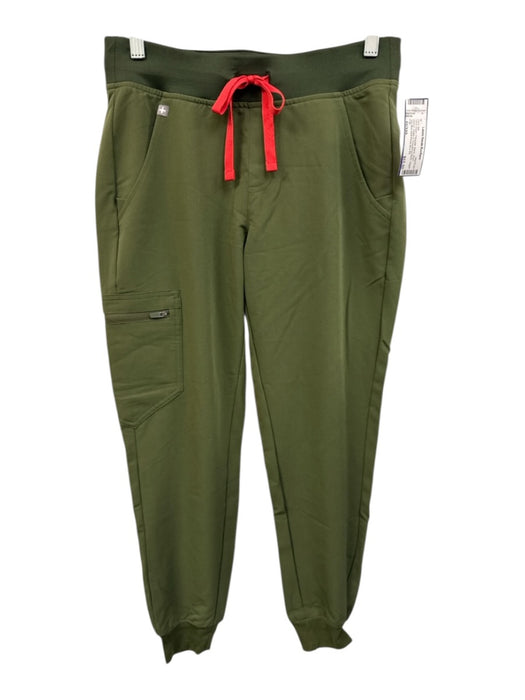 Figs Size xs/xxs Olive Green Polyester Blend Short Sleeve Jogger Ankle Pant Set Olive Green / xs/xxs