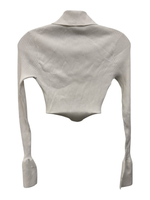 A.L.C. Size XS White Viscose Blend Ribbed Button Front Long Sleeve Crop Top White / XS
