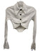 A.L.C. Size XS White Viscose Blend Ribbed Button Front Long Sleeve Crop Top White / XS