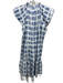 Veronica Beard Size s / 4 Blue & White Cotton Abstract Shape Ruffle Trim Dress Blue & White / s / 4