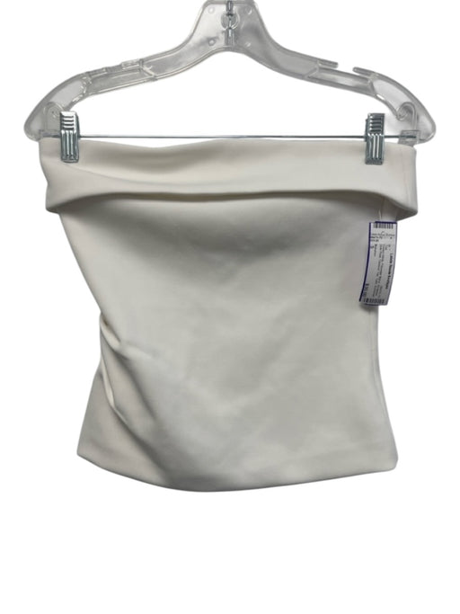 Babaton Size S Cream White Polyester Blend Strapless Side Pleat Foldover Top Top Cream White / S
