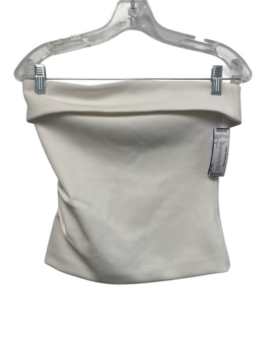 Babaton Size S Cream White Polyester Blend Strapless Side Pleat Foldover Top Top Cream White / S