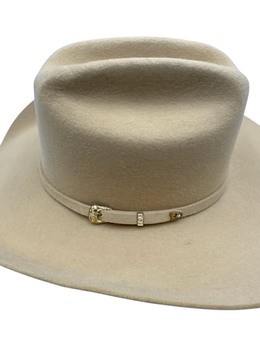 No Brand Beige Wool Wide Brim Gold Buckle Cowboy Hat Beige / M