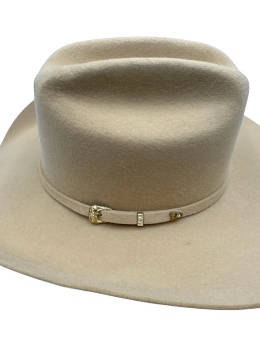 No Brand Beige Wool Wide Brim Gold Buckle Cowboy Hat Beige / M