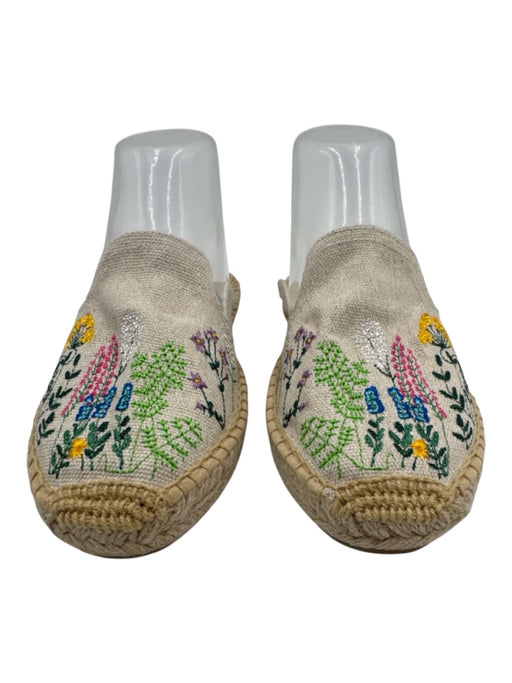 Saludos Shoe Size 7.5 Beige, Green & Multi Canvas Whip Stitch Espadrille Sandals Beige, Green & Multi / 7.5