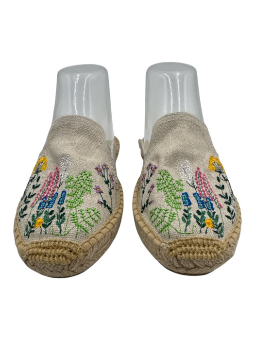 Saludos Shoe Size 7.5 Beige, Green & Multi Canvas Whip Stitch Espadrille Sandals Beige, Green & Multi / 7.5