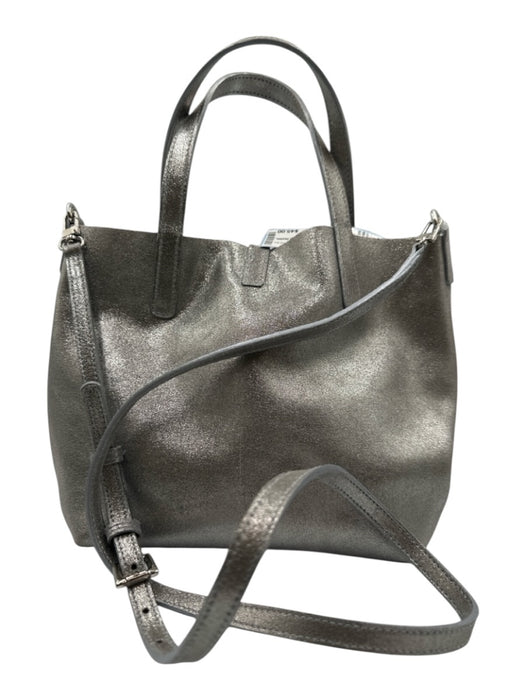 Gigi Pewter Silver Leather Cracked / Distressed Detachable Strap Top Buckle Bag Pewter Silver / Small