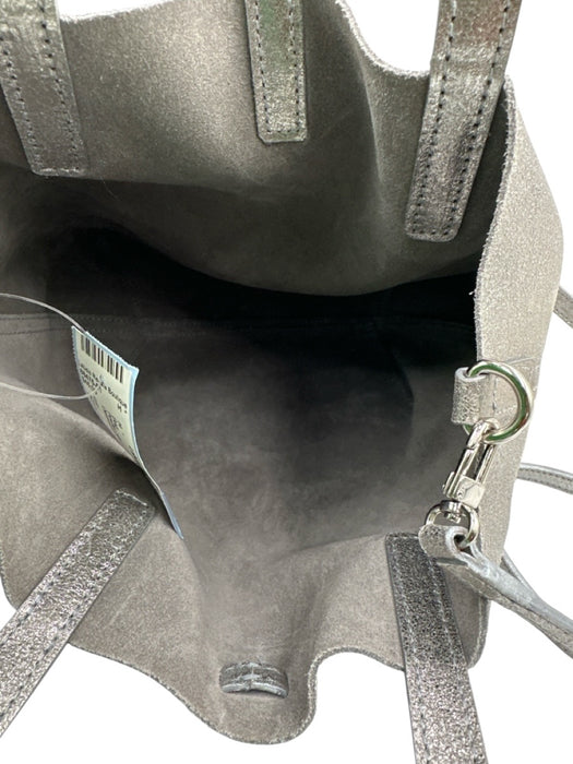 Gigi Pewter Silver Leather Cracked / Distressed Detachable Strap Top Buckle Bag Pewter Silver / Small
