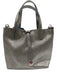 Gigi Pewter Silver Leather Cracked / Distressed Detachable Strap Top Buckle Bag Pewter Silver / Small