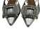 Bibi Lou Shoe Size 39 Silver Leather Pointed Toe Rhinestone Square Buckle Flats Silver / 39