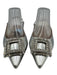Bibi Lou Shoe Size 39 Silver Leather Pointed Toe Rhinestone Square Buckle Flats Silver / 39