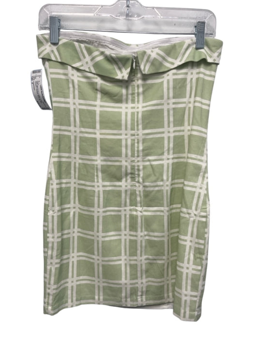 Peppermayo Size 4 Mint Green & White Cotton Strapless Checked Back Zip Dress Mint Green & White / 4