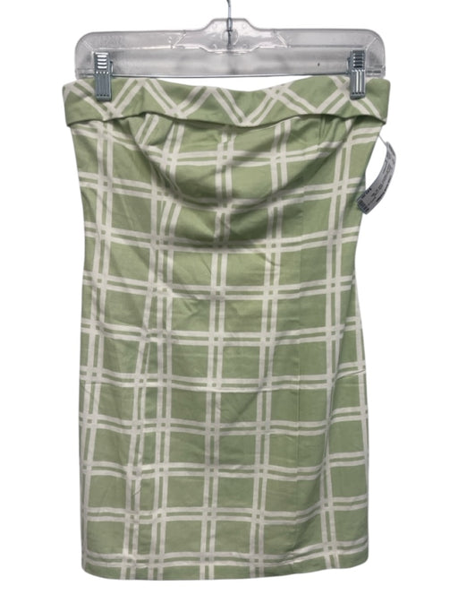 Peppermayo Size 4 Mint Green & White Cotton Strapless Checked Back Zip Dress Mint Green & White / 4