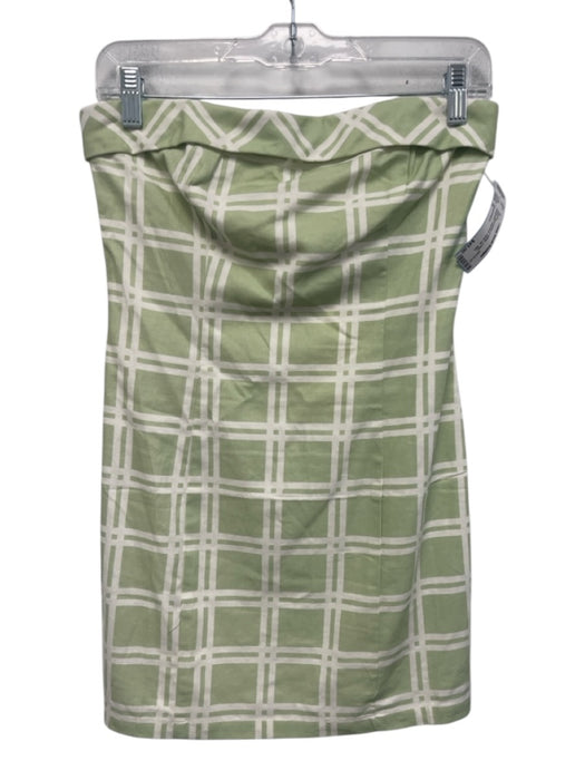 Peppermayo Size 4 Mint Green & White Cotton Strapless Checked Back Zip Dress Mint Green & White / 4
