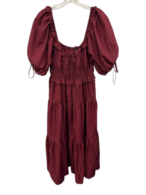 En Saison Size S Maroon Red No Fabric Tag Ruffle Puff Sleeve Front Tie Dress Maroon Red / S