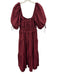 En Saison Size S Maroon Red No Fabric Tag Ruffle Puff Sleeve Front Tie Dress Maroon Red / S