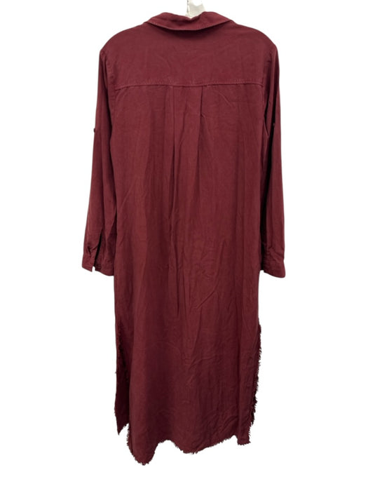 Cloth & Stone Size XS Burgundy Red Tencel Collar Neck Button Down Dress Burgundy Red / XS