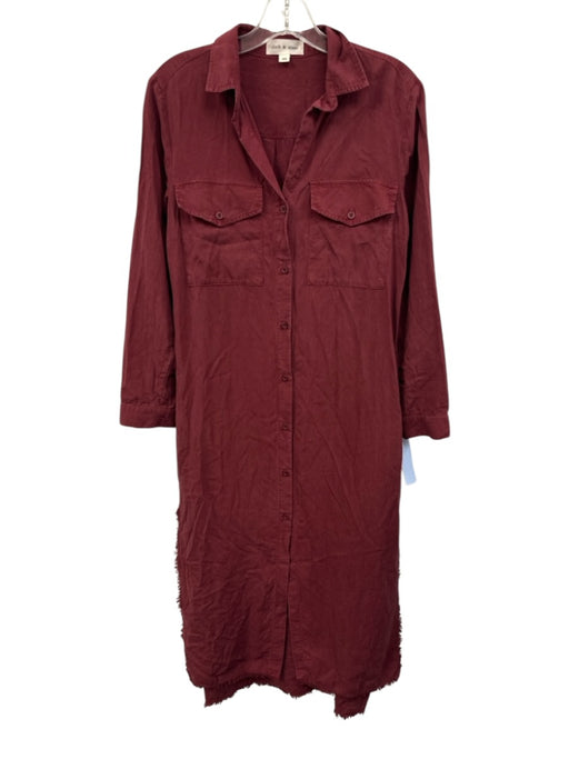 Cloth & Stone Size XS Burgundy Red Tencel Collar Neck Button Down Dress Burgundy Red / XS