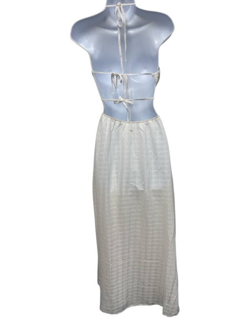 SABO Size XS Off White Polyester Tie Strap Halter Open Back & Sides Dress Off White / XS