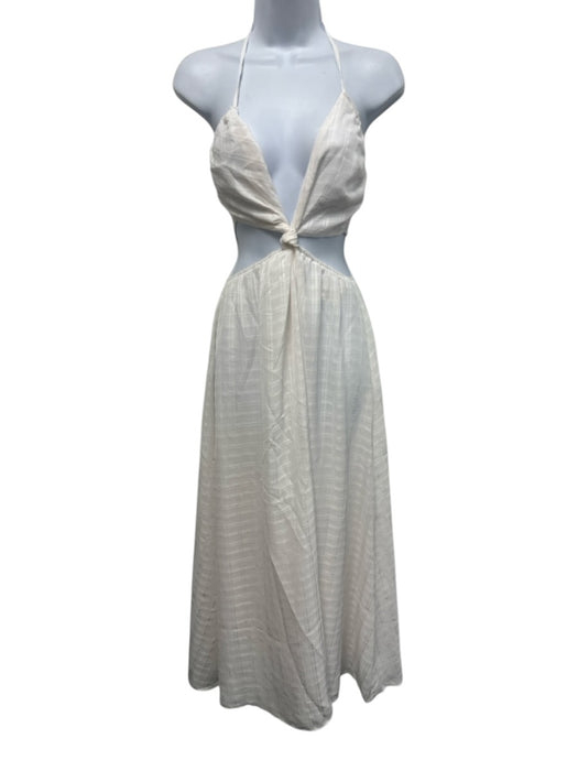 SABO Size XS Off White Polyester Tie Strap Halter Open Back & Sides Dress Off White / XS