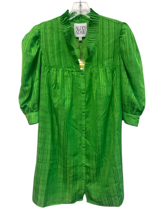 Alden Adair Size XS Lime Green Polyester Half Sleeve Variegated Stripes Dress Lime Green / XS