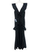 Gianni Bini Size 0 Black Polyester Blend Ruffle Cap Sleeve V Neck Side Zip Gown Black / 0