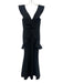 Gianni Bini Size 0 Black Polyester Blend Ruffle Cap Sleeve V Neck Side Zip Gown Black / 0