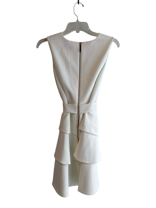 Ted Baker Size 1 White Polyester V Neck Sleeveless Back Zip Tiered Dress White / 1