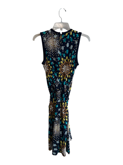 Tory Burch Size M Navy & Multi Silk Round Neck Sleeveless Back Zip Dress Navy & Multi / M