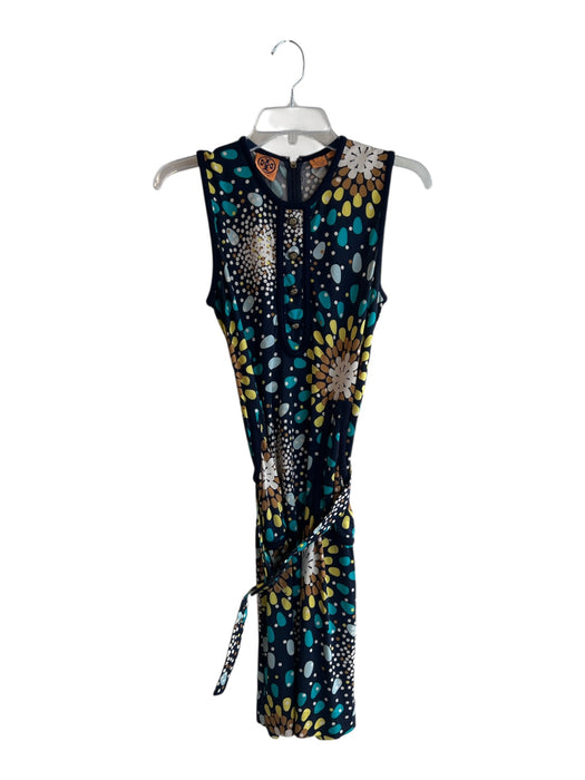Tory Burch Size M Navy & Multi Silk Round Neck Sleeveless Back Zip Dress Navy & Multi / M
