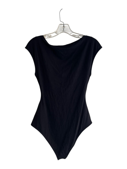 Scotch & Soda Size S Black Lyocell Deep V Faux Wrap Cap Sleeve Bodysuit Black / S