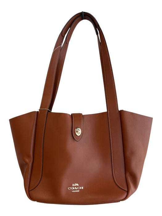 Coach Caramel Leather Gold hardware Double Top Handle Lock Clasp Tote Bag Caramel