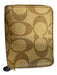 Coach Caramel & Brown Print Leather Gold hardware Snap Closure Wallets Caramel & Brown Print