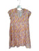 THML Size S Orange & Purple Polyester Flutter Sleeves Lines V Neck Dress Orange & Purple / S