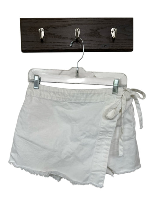 We The Free Size 8 White Cotton Front Tie Mini Denim Skort White / 8