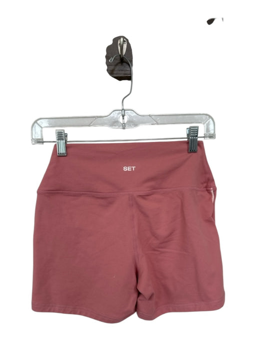 Set Active Size M Mauve & White Polyester Blend Waist Band Bike Short Shorts Mauve & White / M