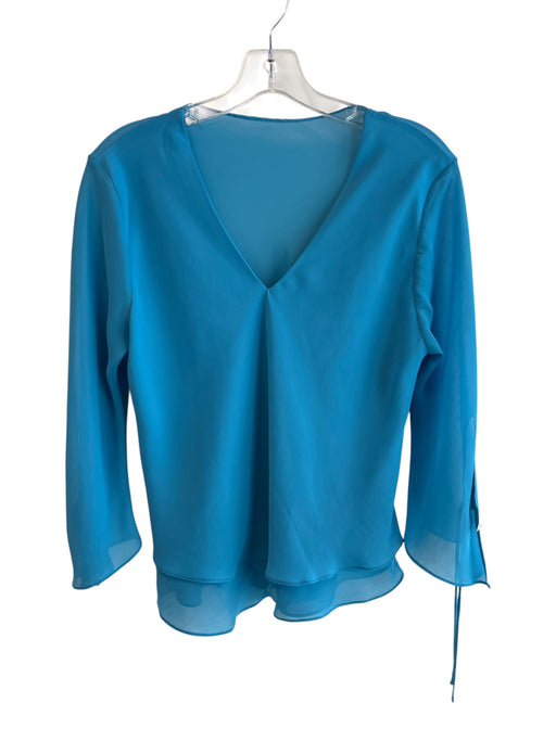No Brand Size Est S Blue No Fabric Tag Long Sleeve V Neck Solid Color Lined Top Blue / Est S