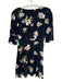 Free People Size 0 Black & Multi Rayon Short Sleeve Floral Print V Neck Dress Black & Multi / 0