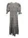 Pukatuka Size M White, Green, Purple Cotton Floral Short Puff Sleeve Maxi Dress White, Green, Purple / M