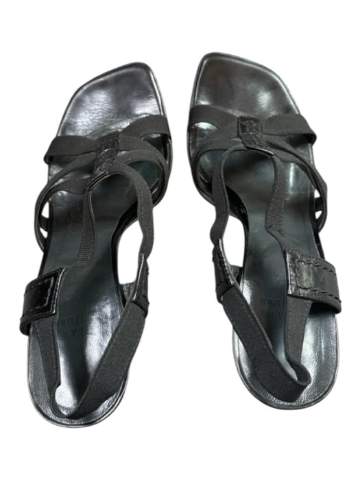 Stuart Weitzman Shoe Size 7 Black Leather Elastic Strapy Block Heel Heels Black / 7