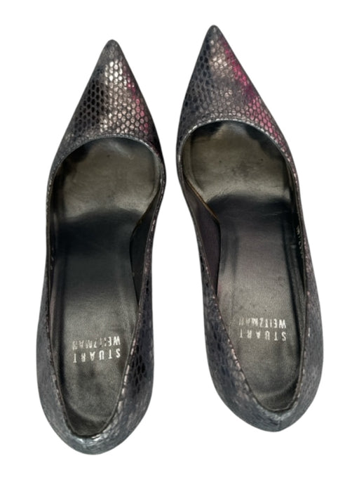 Stuart Weitzman Shoe Size 6.5 Pewter Snake Skin Stiletto Pointed Toe Heels Pewter / 6.5