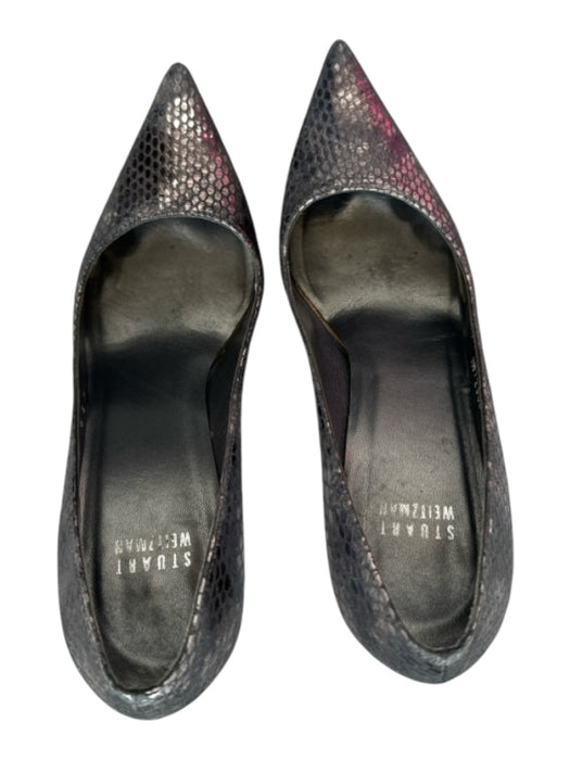 Stuart Weitzman Shoe Size 6.5 Pewter Snake Skin Stiletto Pointed Toe Heels Pewter / 6.5
